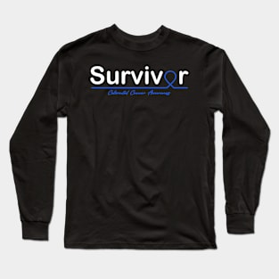 Colorectal Cancer Awareness Survivor Heartbeat Long Sleeve T-Shirt